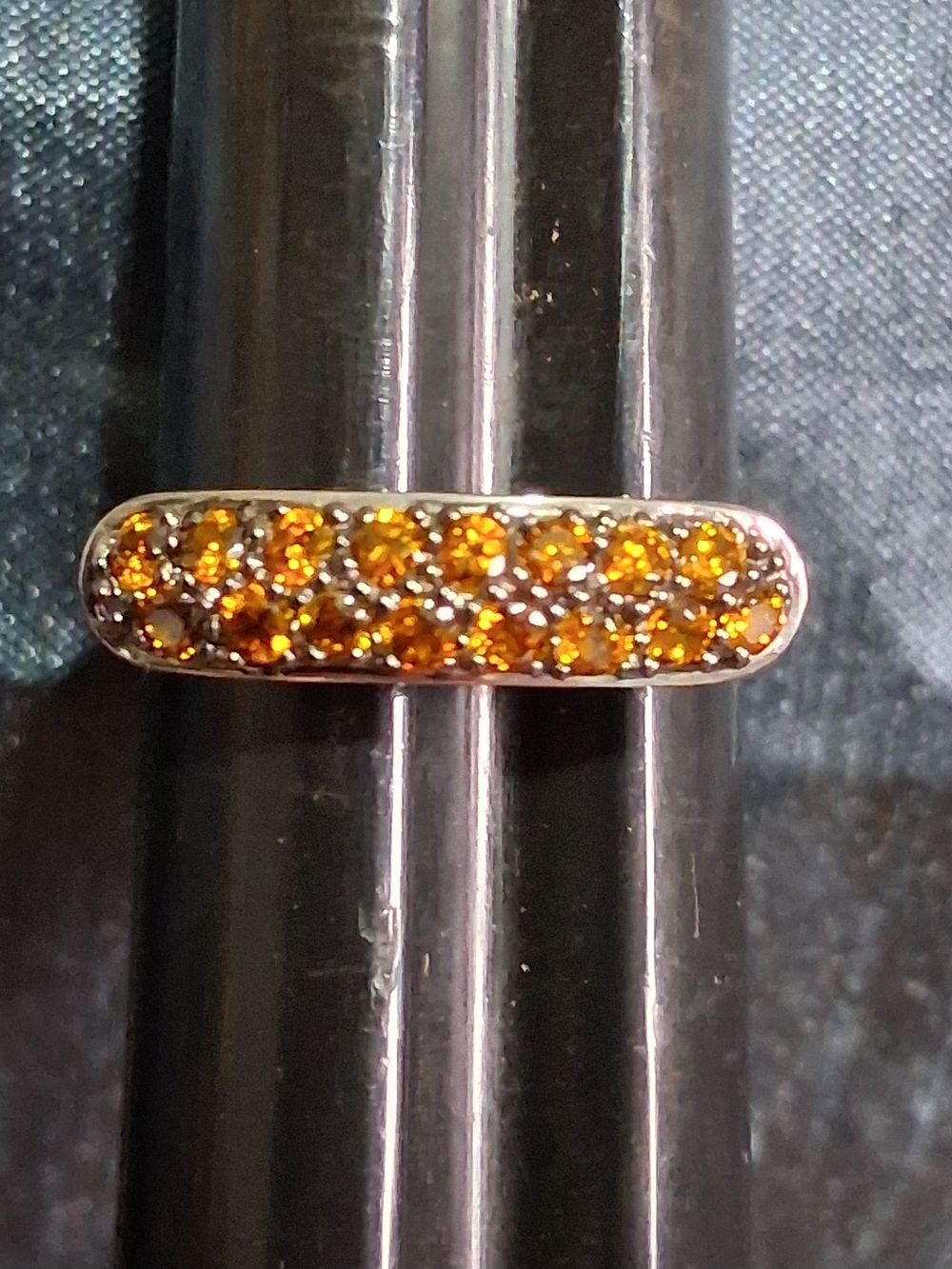 Women's Amber Crystal Bar Ring in Sterling Silver Sz 8 Vintage Minimalist Trend